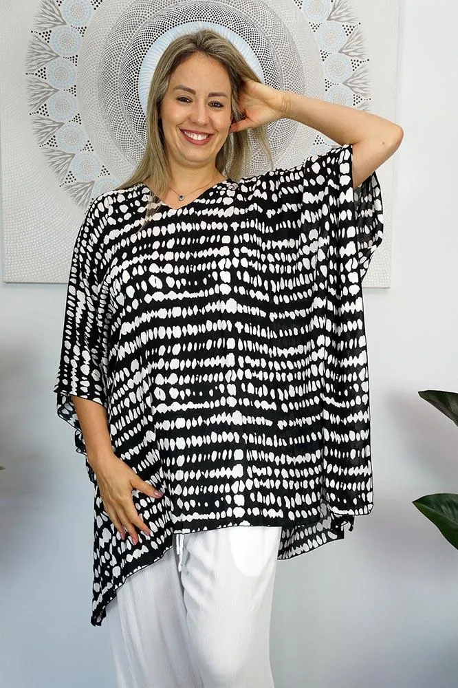 Festive Animal Print Kaftan Top Tunic