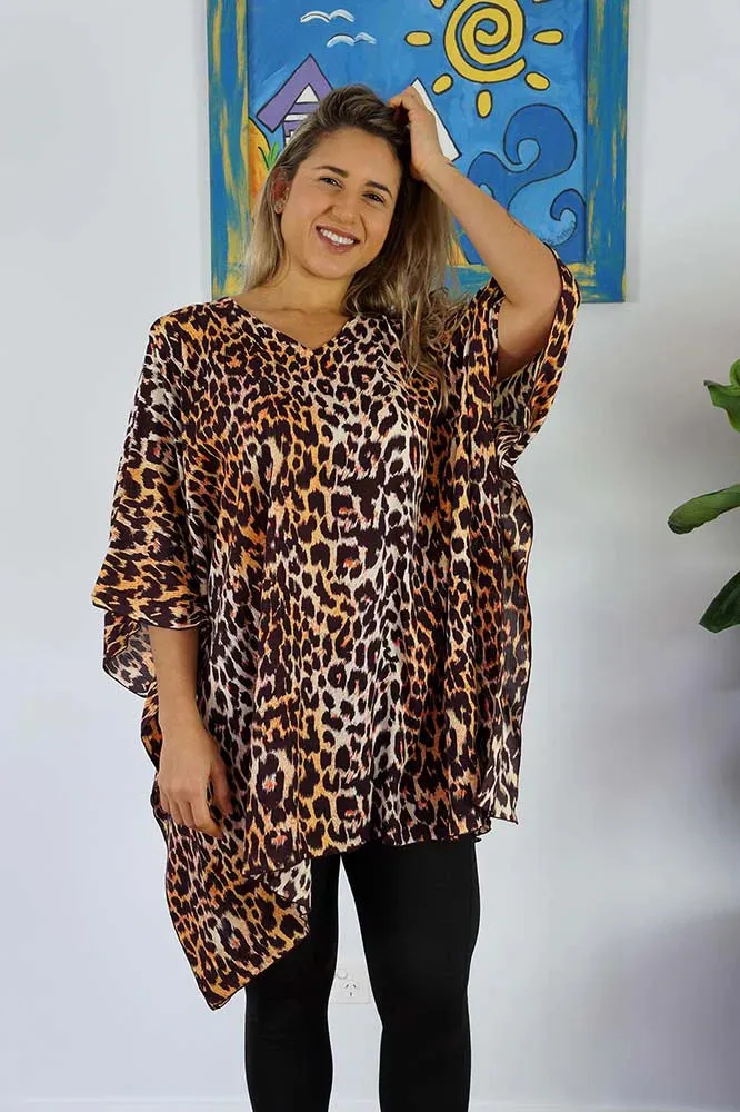 Festive Animal Print Kaftan Top Tunic