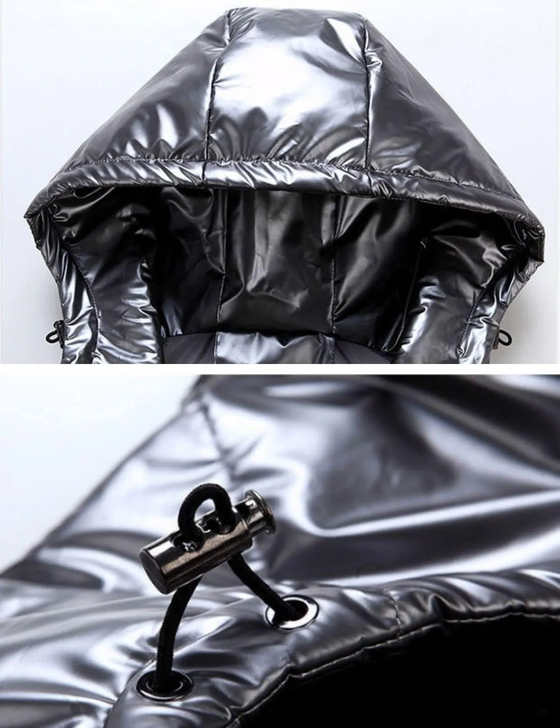 FindThy Womens Shiny Puffer Down Vest Quilted Zip Up Hat Collar Pocketed Sleeveless Jacket