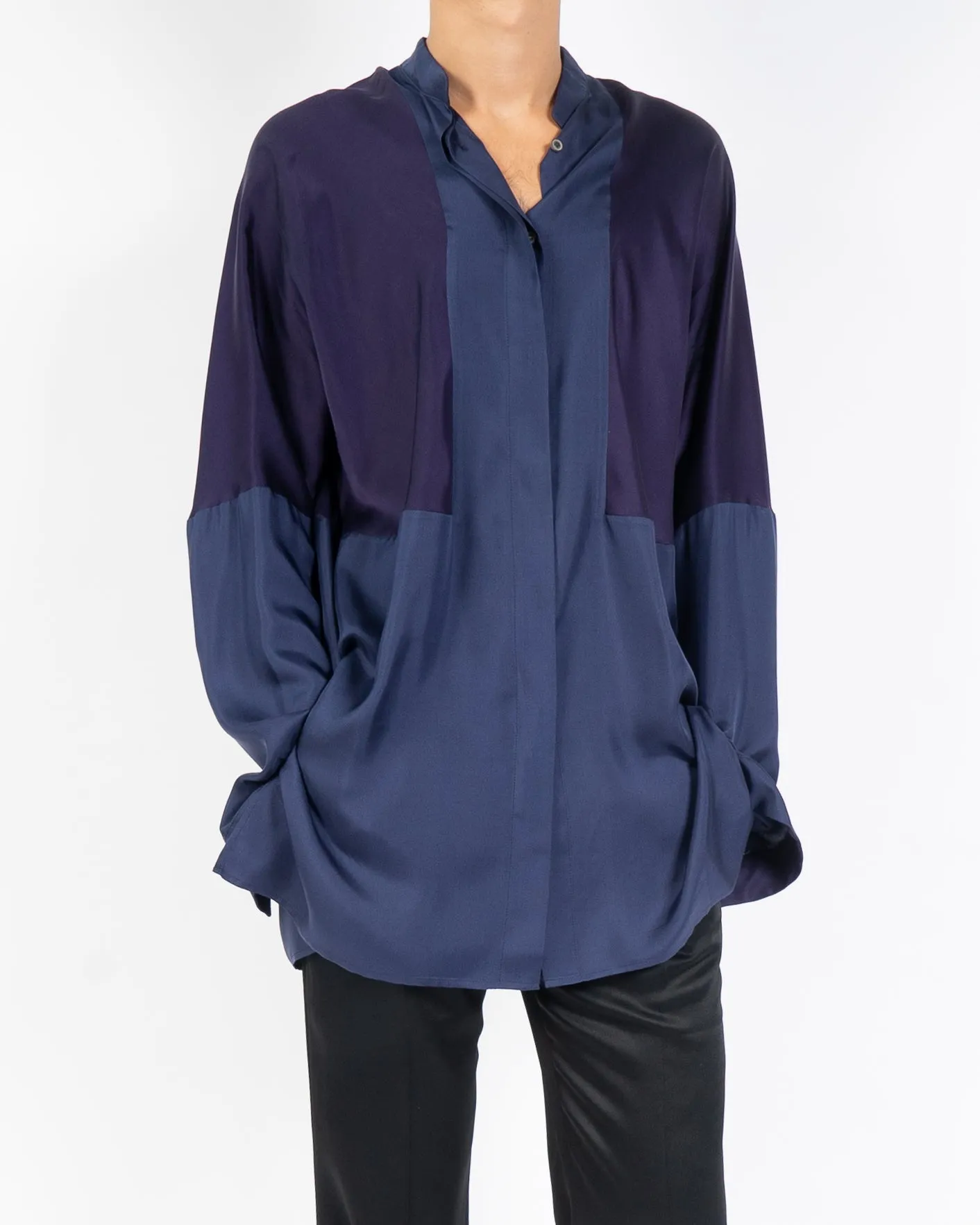 FW14 Purple Two Tone Oversized Silk Shirt