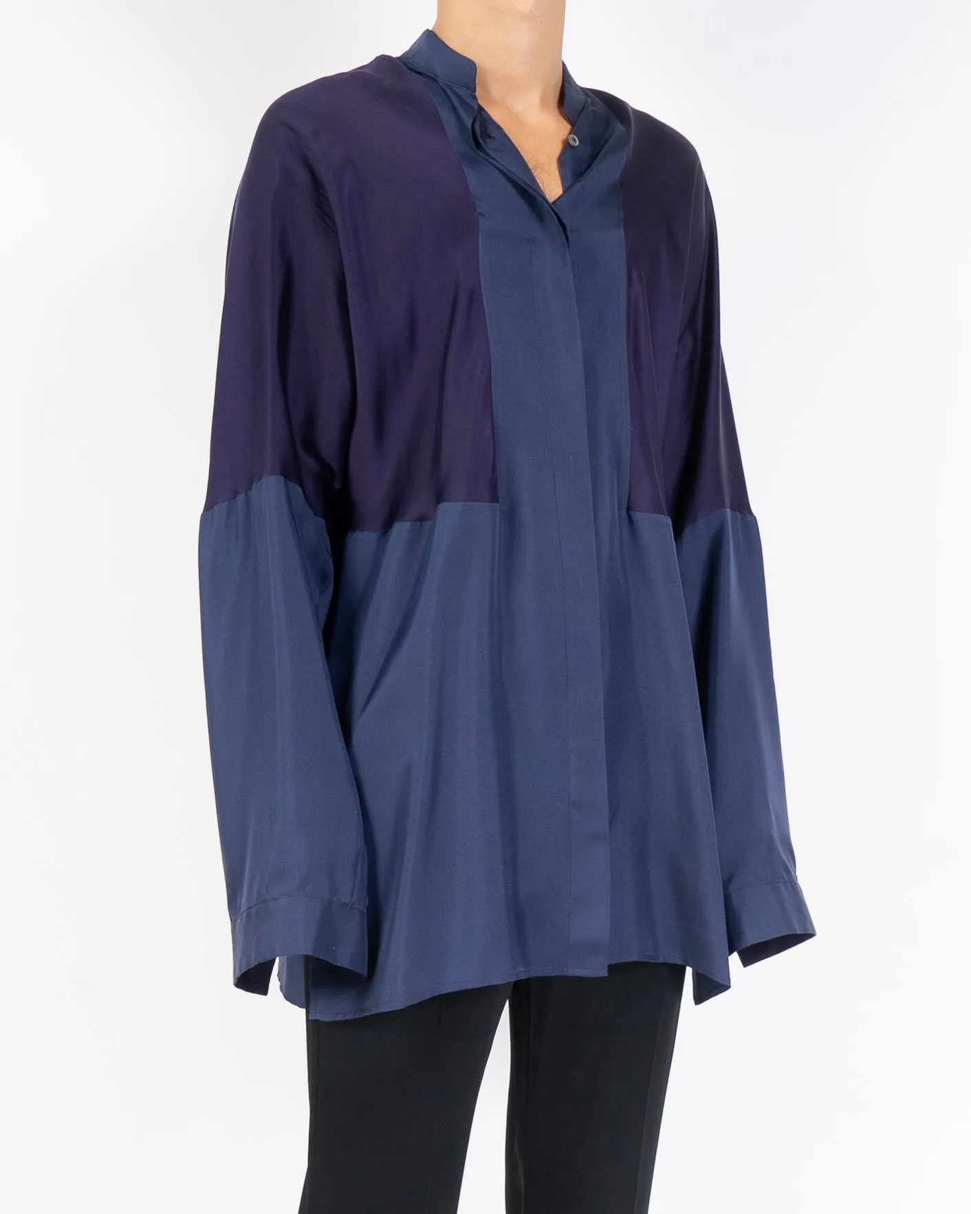 FW14 Purple Two Tone Oversized Silk Shirt