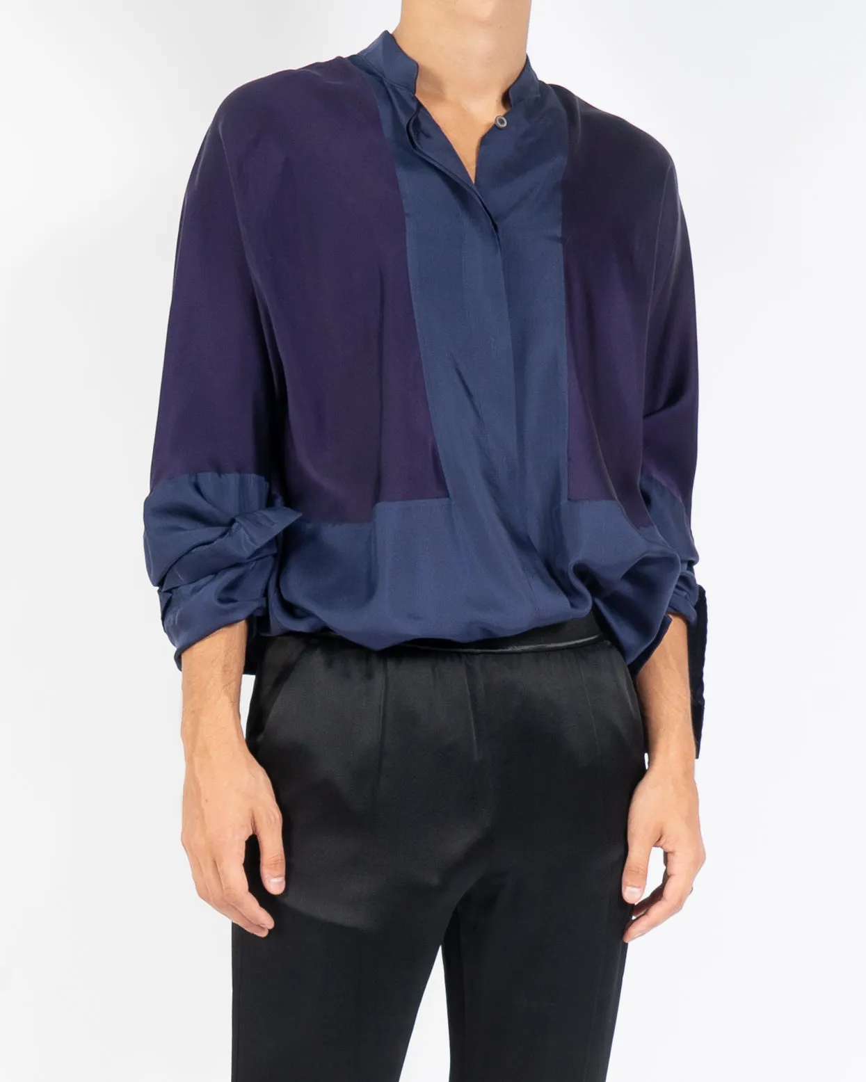 FW14 Purple Two Tone Oversized Silk Shirt
