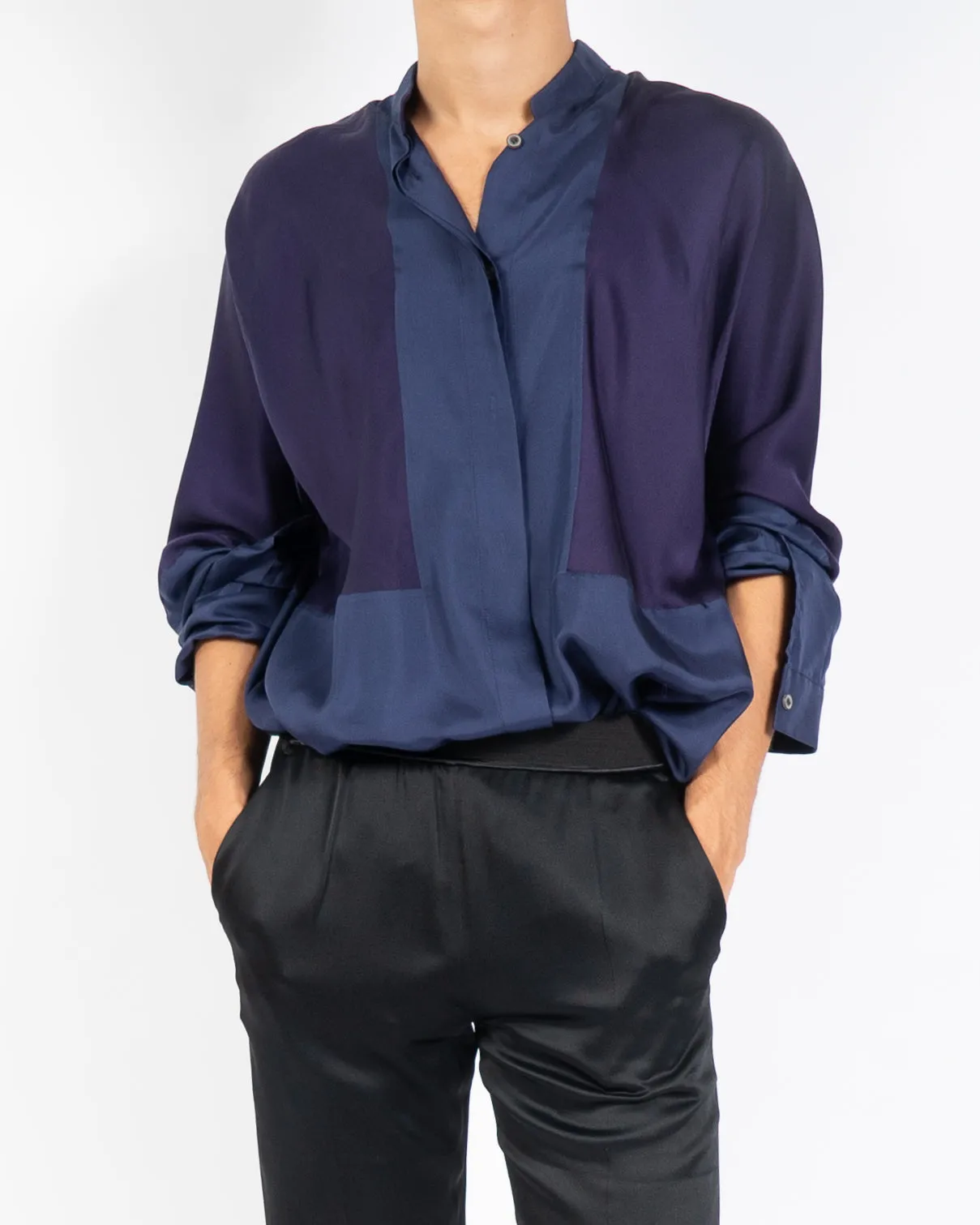 FW14 Purple Two Tone Oversized Silk Shirt