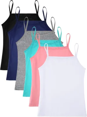 Geyoga 6 Pcs Girls Dance Tank Top Racerback Crop Tank Top Sleeveless Dance Top for Ballet Gymnastics Dancewear