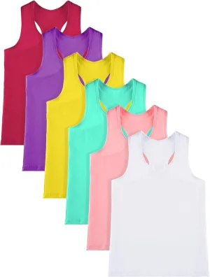 Geyoga 6 Pcs Girls Dance Tank Top Racerback Crop Tank Top Sleeveless Dance Top for Ballet Gymnastics Dancewear