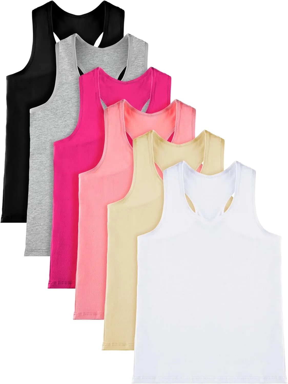 Geyoga 6 Pcs Girls Dance Tank Top Racerback Crop Tank Top Sleeveless Dance Top for Ballet Gymnastics Dancewear