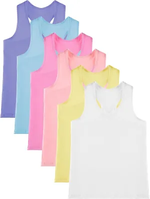 Geyoga 6 Pcs Girls Dance Tank Top Racerback Crop Tank Top Sleeveless Dance Top for Ballet Gymnastics Dancewear