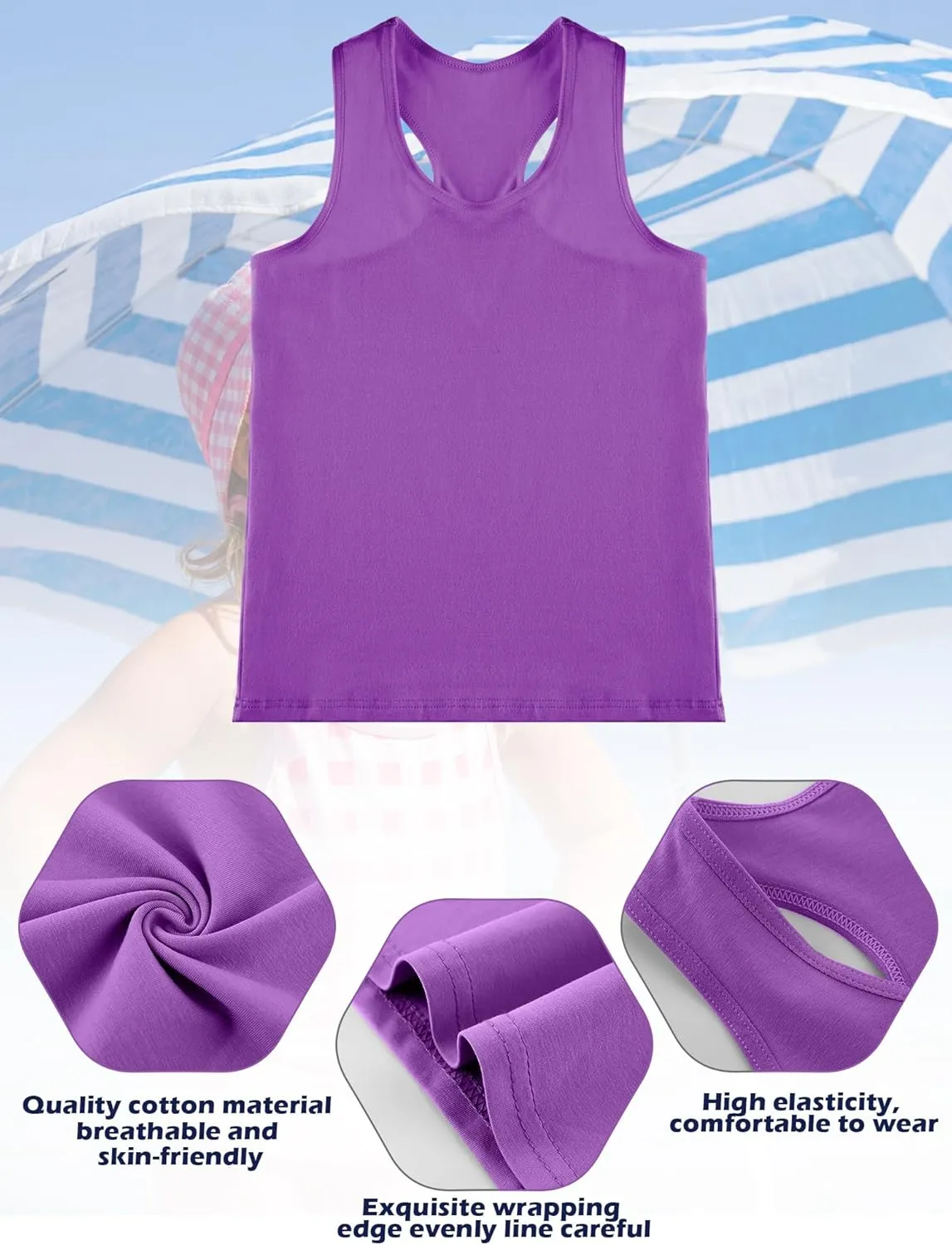 Geyoga 6 Pcs Girls Dance Tank Top Racerback Crop Tank Top Sleeveless Dance Top for Ballet Gymnastics Dancewear