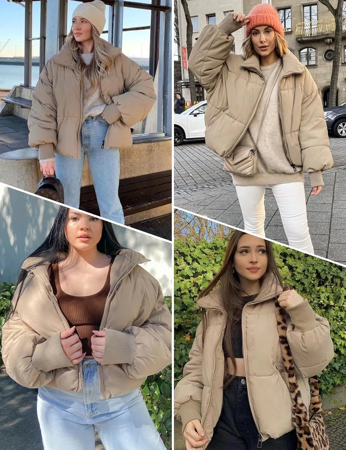 Gihuo Womens Winter Cropped Puffer Jacket Coat Short Warm Quilted Jacket