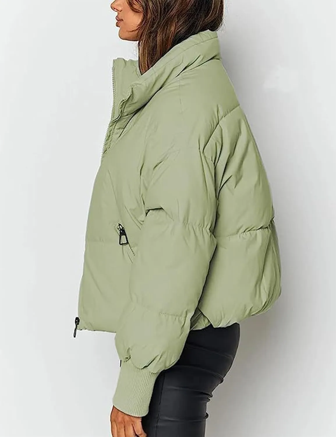 Gihuo Womens Winter Cropped Puffer Jacket Coat Short Warm Quilted Jacket