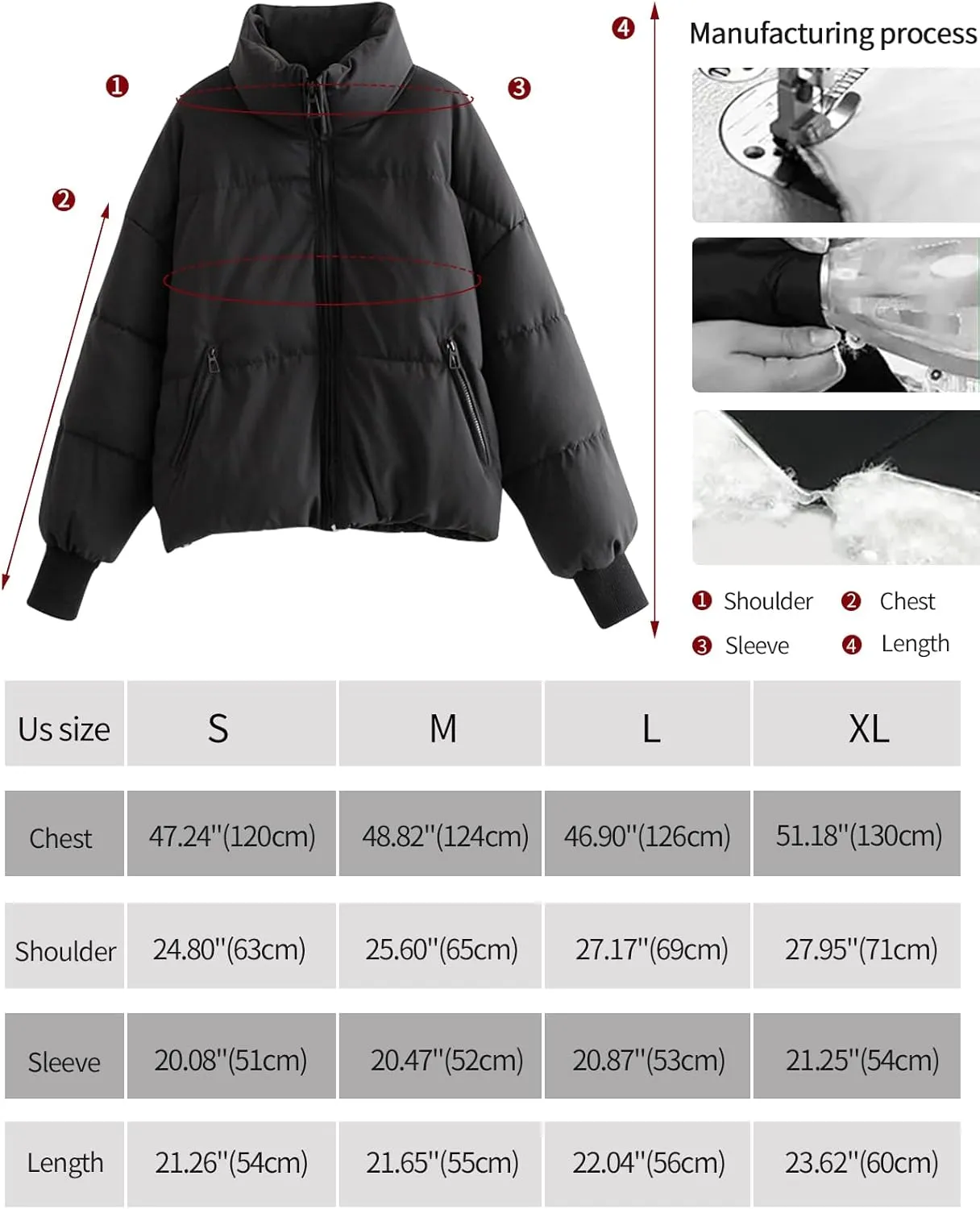 Gihuo Womens Winter Cropped Puffer Jacket Coat Short Warm Quilted Jacket