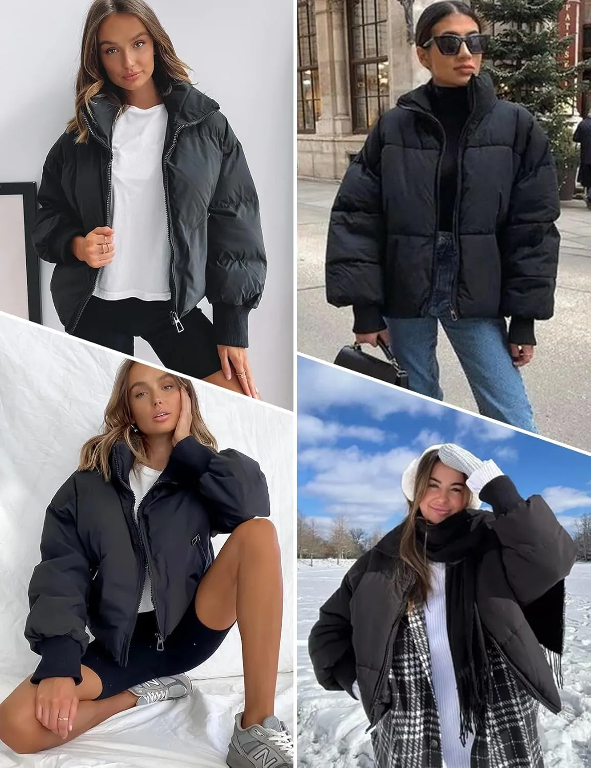 Gihuo Womens Winter Cropped Puffer Jacket Coat Short Warm Quilted Jacket