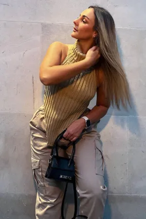 Gina Beige Utility Cargo Trousers