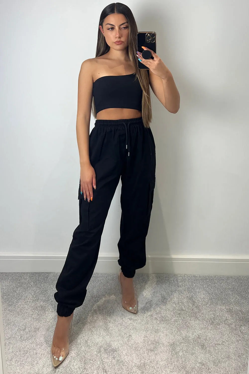 Gina Black Utility Cargo Trousers