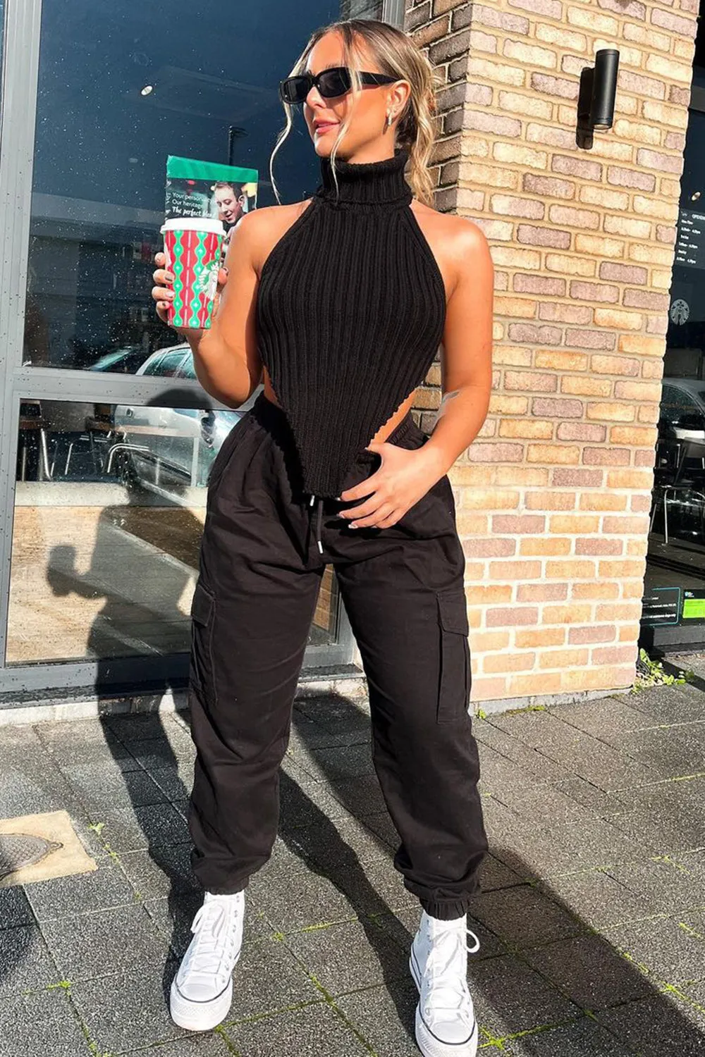 Gina Black Utility Cargo Trousers