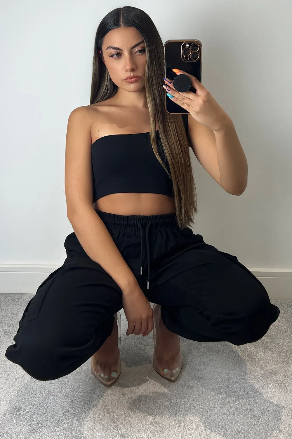Gina Black Utility Cargo Trousers