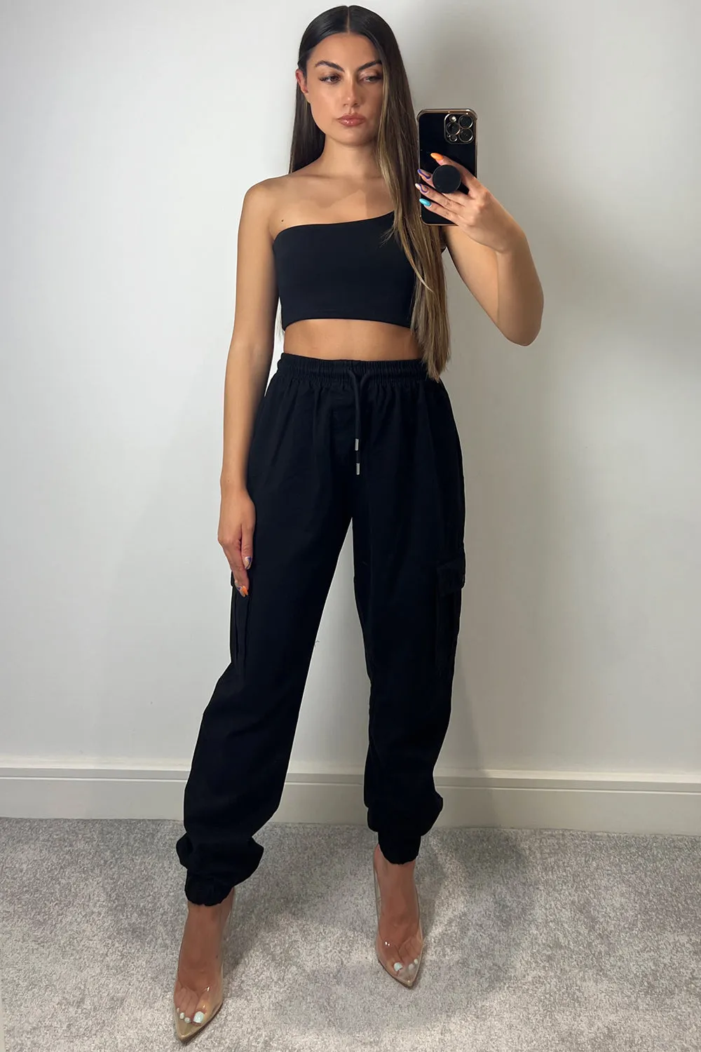 Gina Black Utility Cargo Trousers