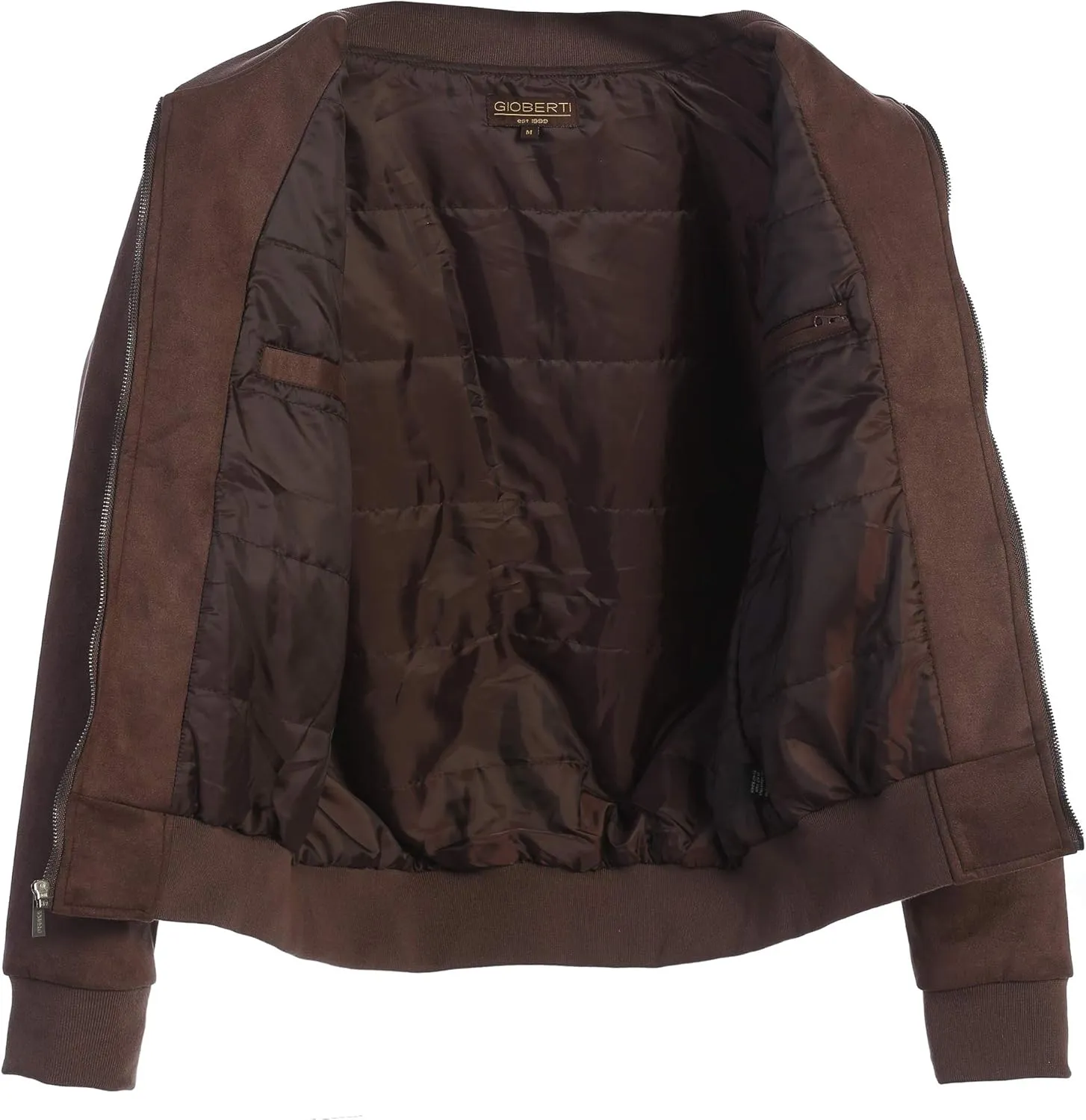 Gioberti Men's Faux Suede Bomber Jacket with Warm Light Inner Padding