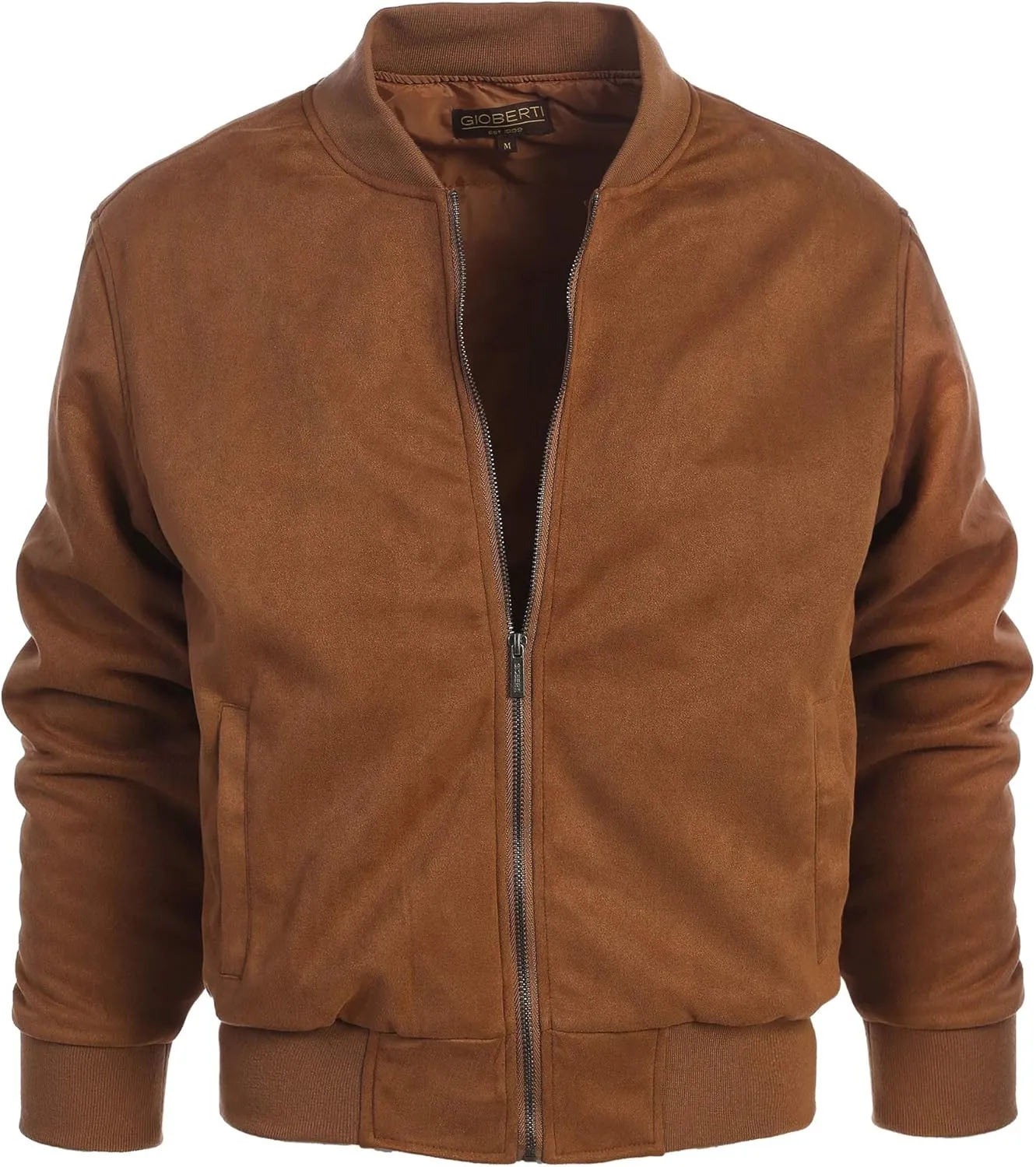 Gioberti Men's Faux Suede Bomber Jacket with Warm Light Inner Padding