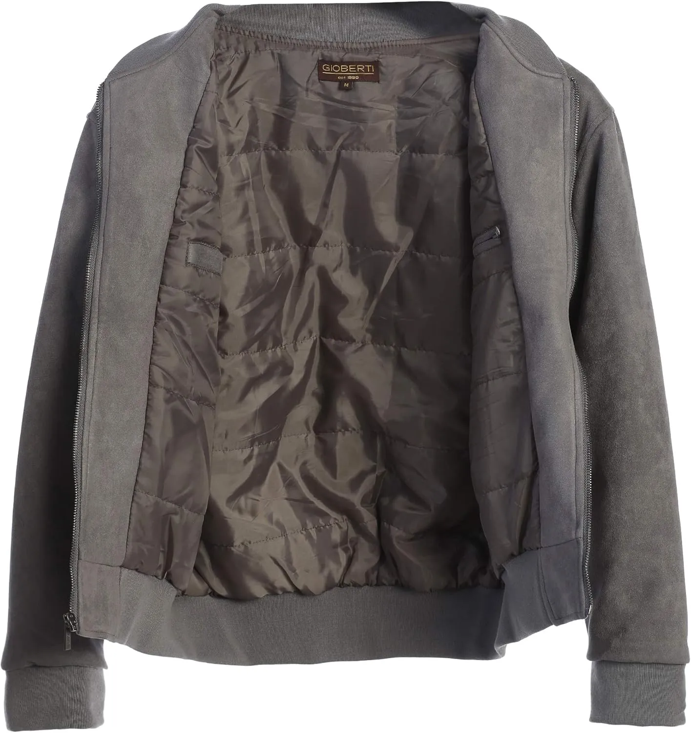 Gioberti Men's Faux Suede Bomber Jacket with Warm Light Inner Padding