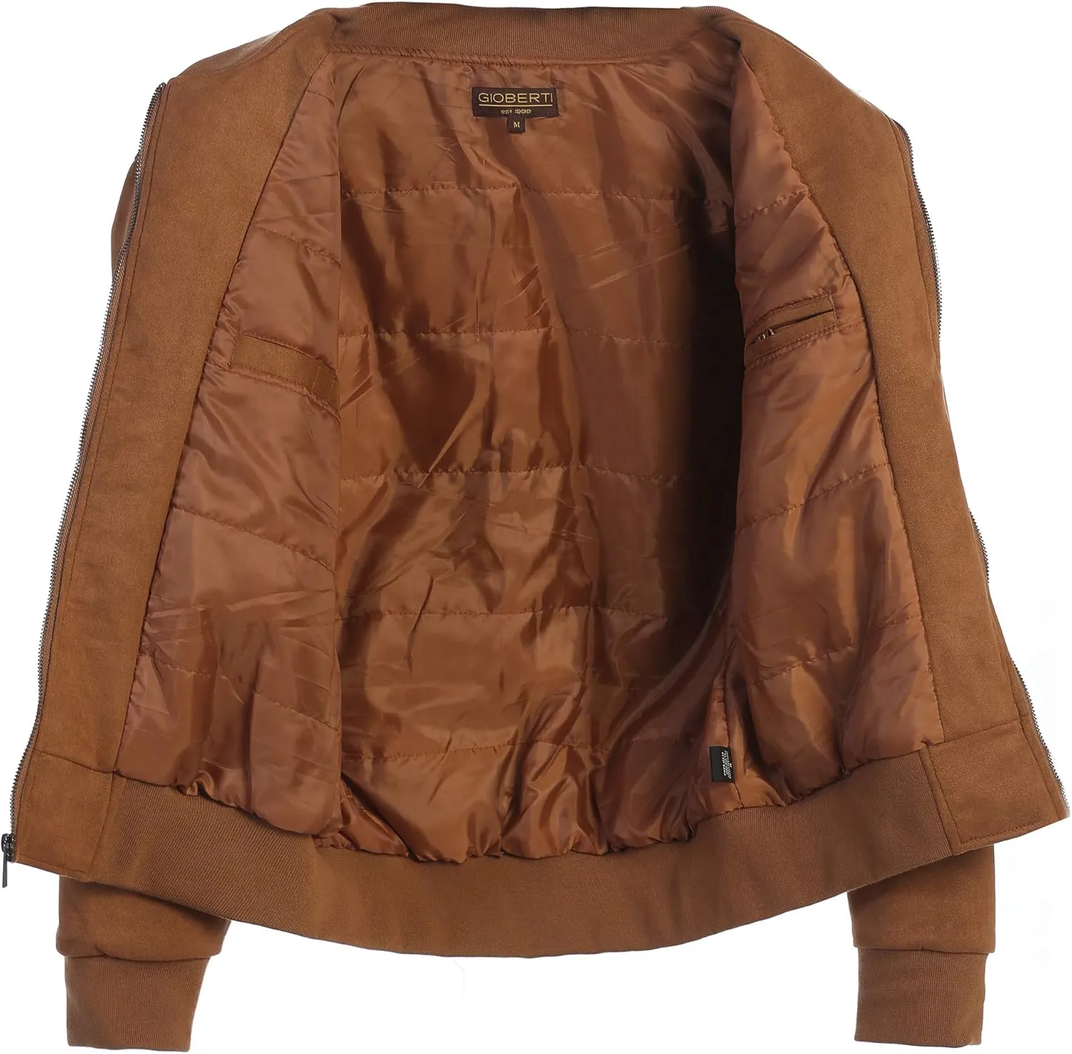 Gioberti Men's Faux Suede Bomber Jacket with Warm Light Inner Padding
