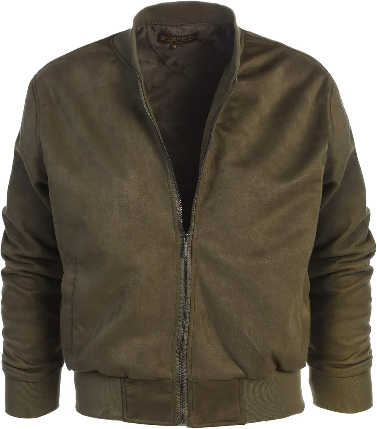 Gioberti Men's Faux Suede Bomber Jacket with Warm Light Inner Padding