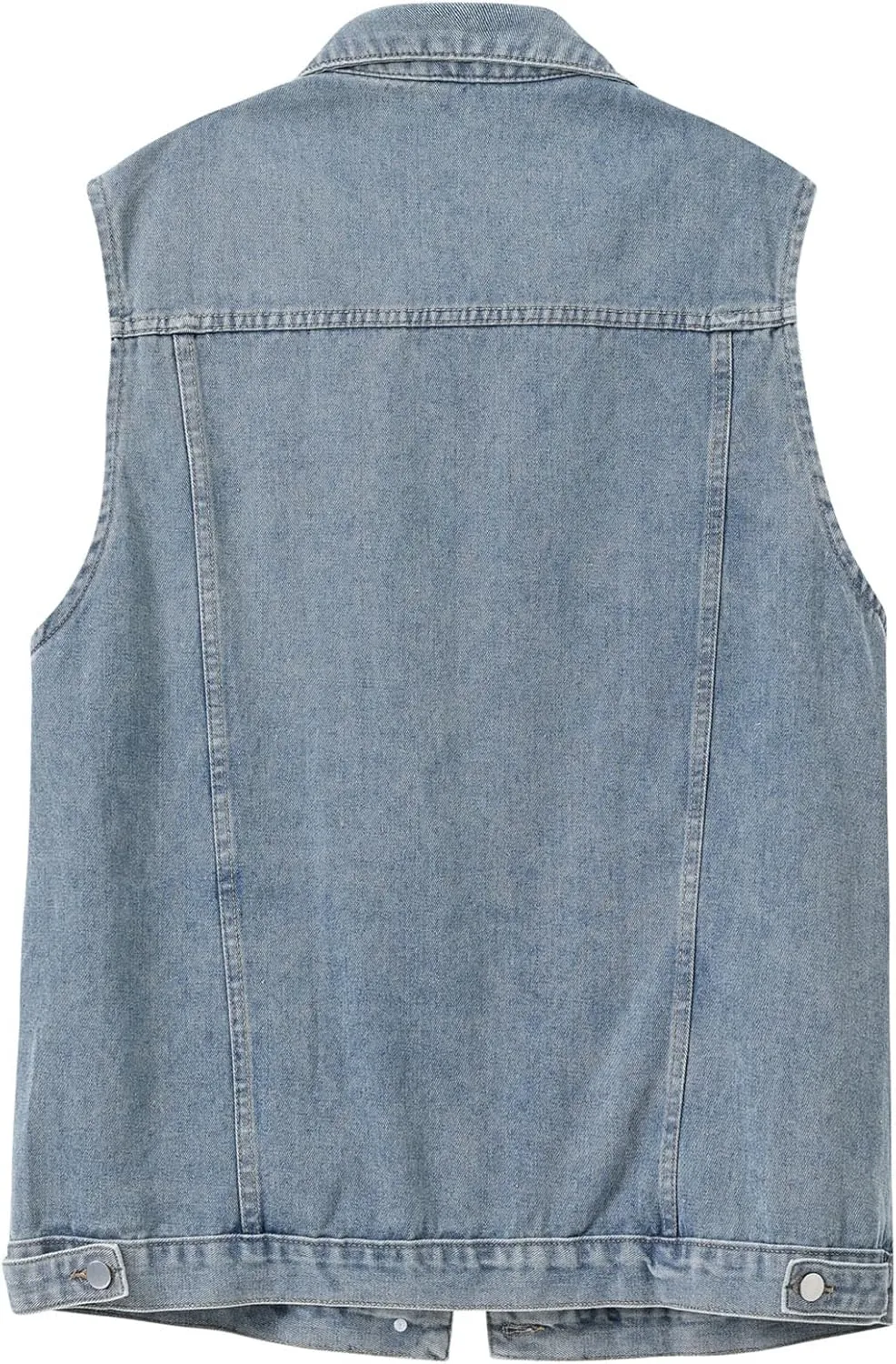 HALITOSS Women Button Down Mid Long Denim Jean Vest Waistcoat Sleeveless Jacket