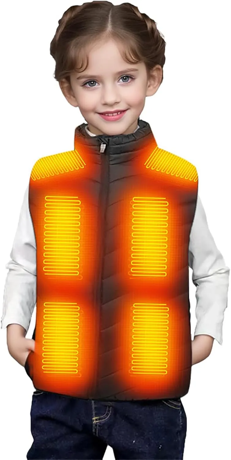 Heated Vest for Boys Girls 13 Heating Zones Heated Body Warmer Kids Gilet USB Charging Heated Waistcoat Washable