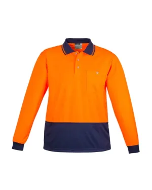 Hi Vis Basic Long Sleeve Polo - Orange/Navy