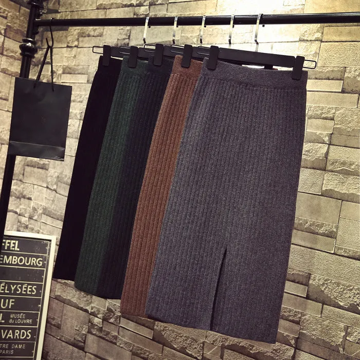 High Waist Casual Slimming Mid-Length Hip Flattering Elegant Korean Korea Feminine Skirt