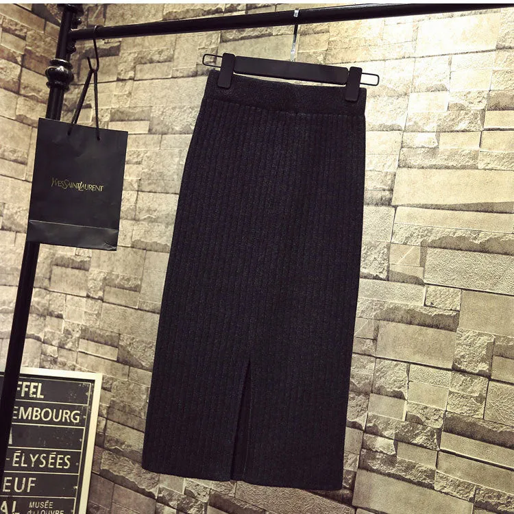 High Waist Casual Slimming Mid-Length Hip Flattering Elegant Korean Korea Feminine Skirt