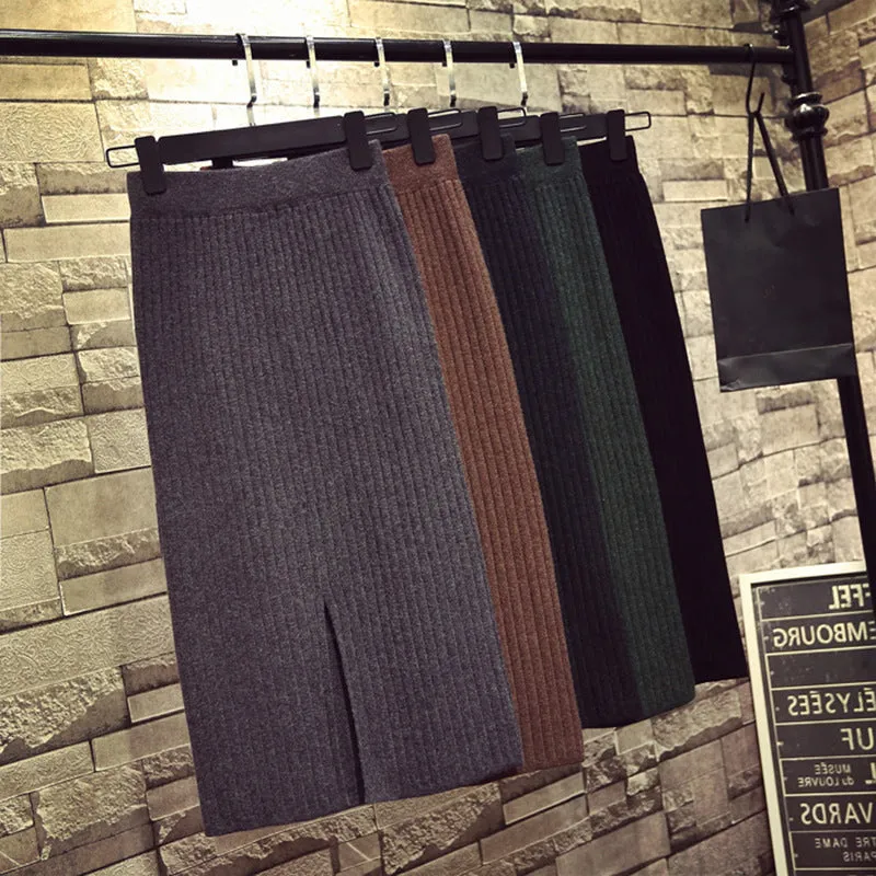 High Waist Casual Slimming Mid-Length Hip Flattering Elegant Korean Korea Feminine Skirt