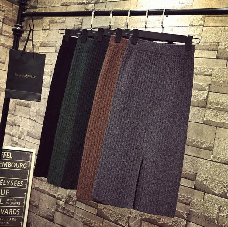 High Waist Casual Slimming Mid-Length Hip Flattering Elegant Korean Korea Feminine Skirt