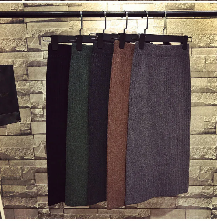 High Waist Casual Slimming Mid-Length Hip Flattering Elegant Korean Korea Feminine Skirt