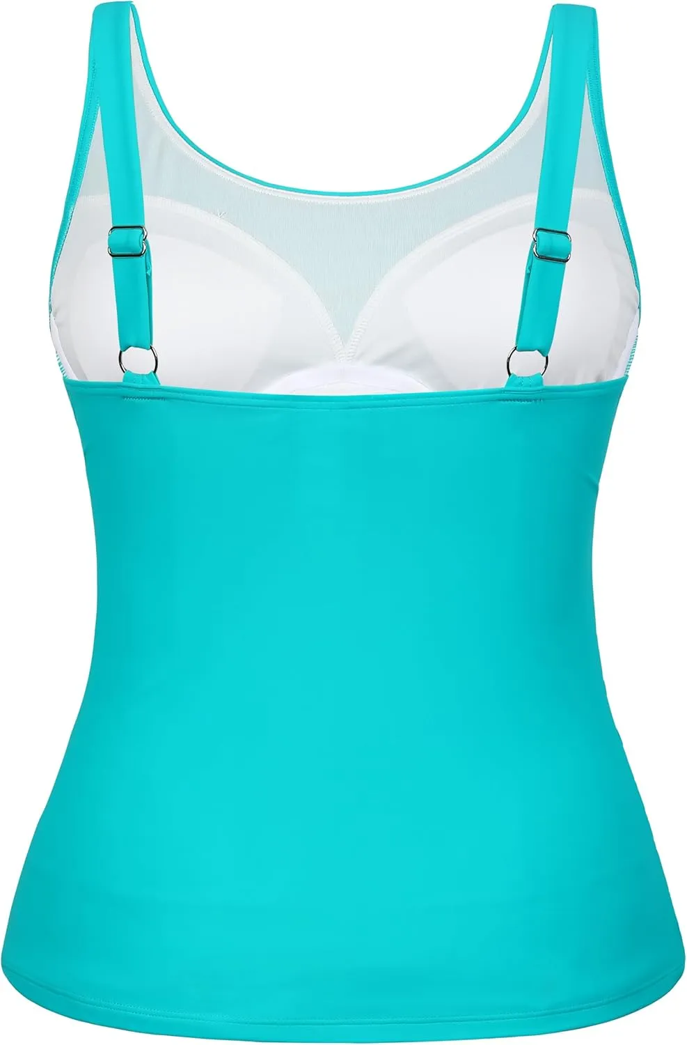 Hilor Women's Underwire Tankini Top Swimsuit Tummy Control Bathing Suit Tops Retro Tank Top Swimwear Modest Swim Top Only