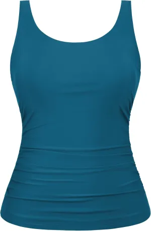 Hilor Women's Underwire Tankini Top Swimsuit Tummy Control Bathing Suit Tops Retro Tank Top Swimwear Modest Swim Top Only
