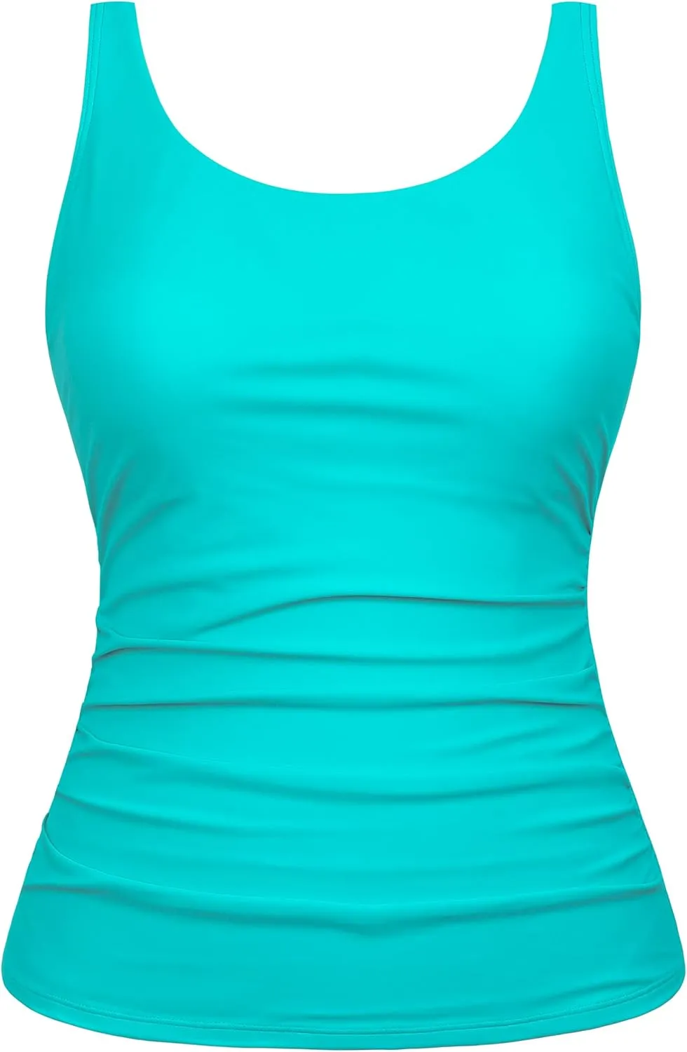 Hilor Women's Underwire Tankini Top Swimsuit Tummy Control Bathing Suit Tops Retro Tank Top Swimwear Modest Swim Top Only