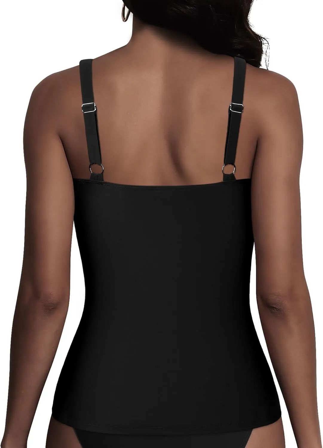 Hilor Women's Underwire Tankini Top Swimsuit Tummy Control Bathing Suit Tops Retro Tank Top Swimwear Modest Swim Top Only