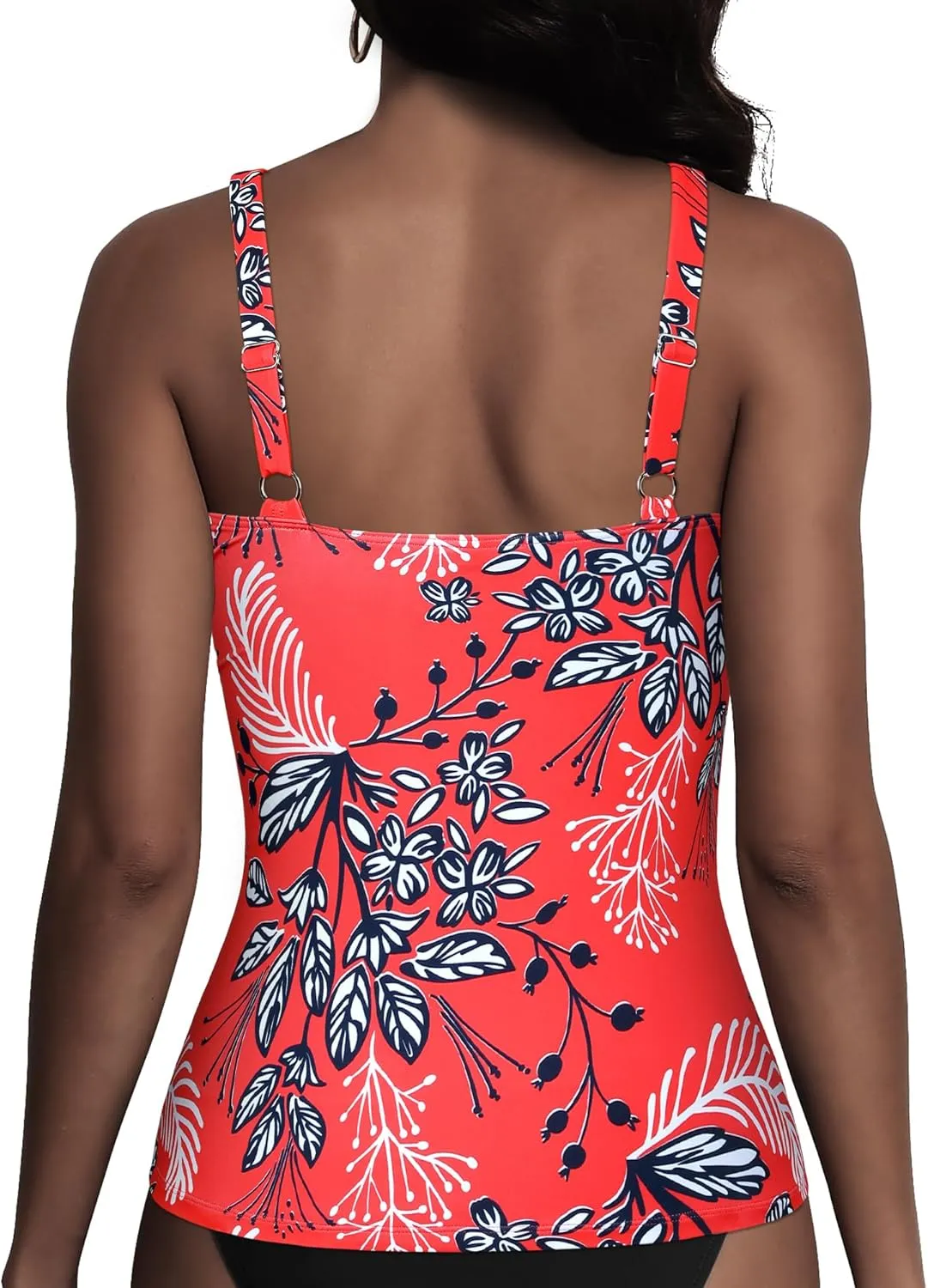 Hilor Women's Underwire Tankini Top Swimsuit Tummy Control Bathing Suit Tops Retro Tank Top Swimwear Modest Swim Top Only