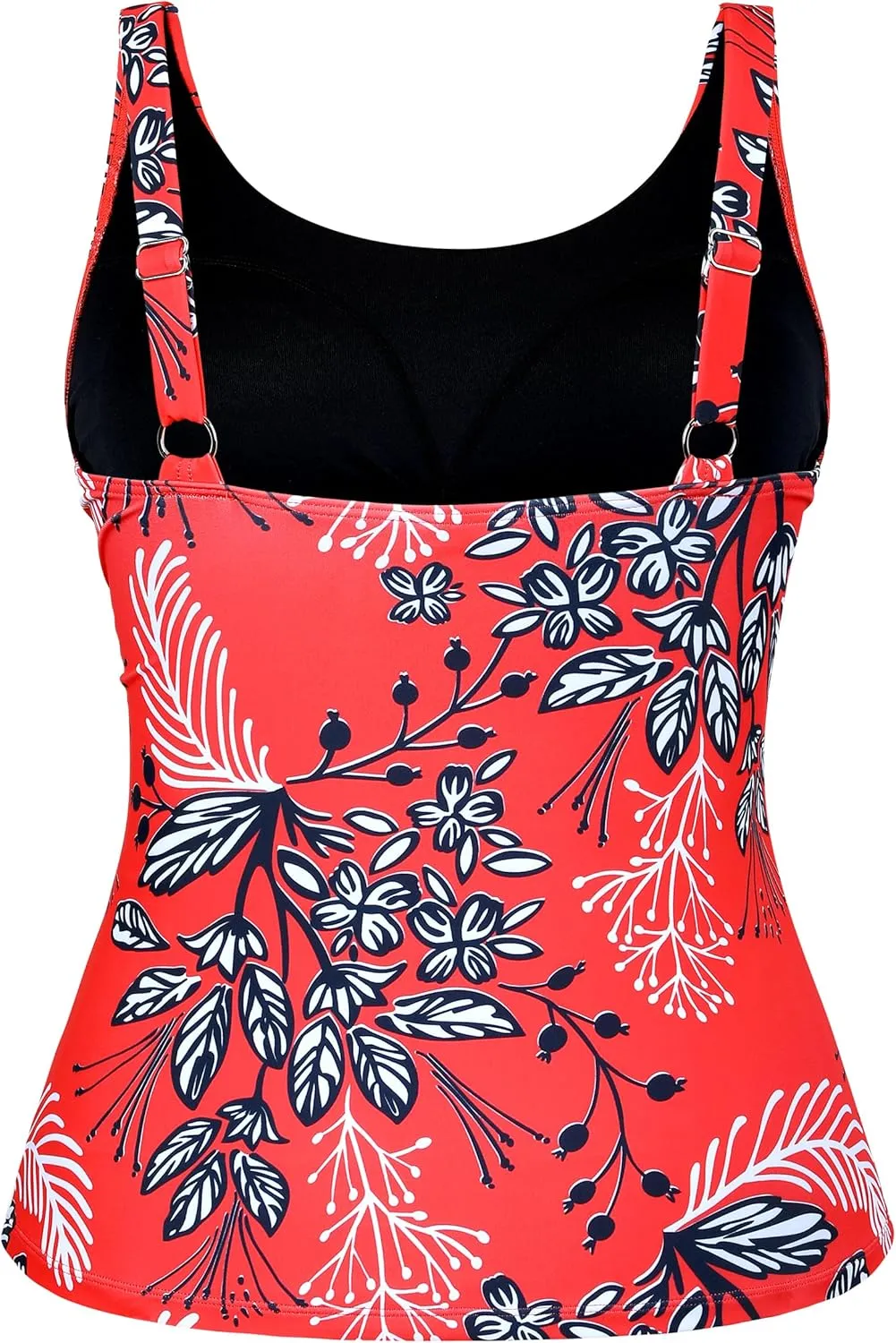 Hilor Women's Underwire Tankini Top Swimsuit Tummy Control Bathing Suit Tops Retro Tank Top Swimwear Modest Swim Top Only