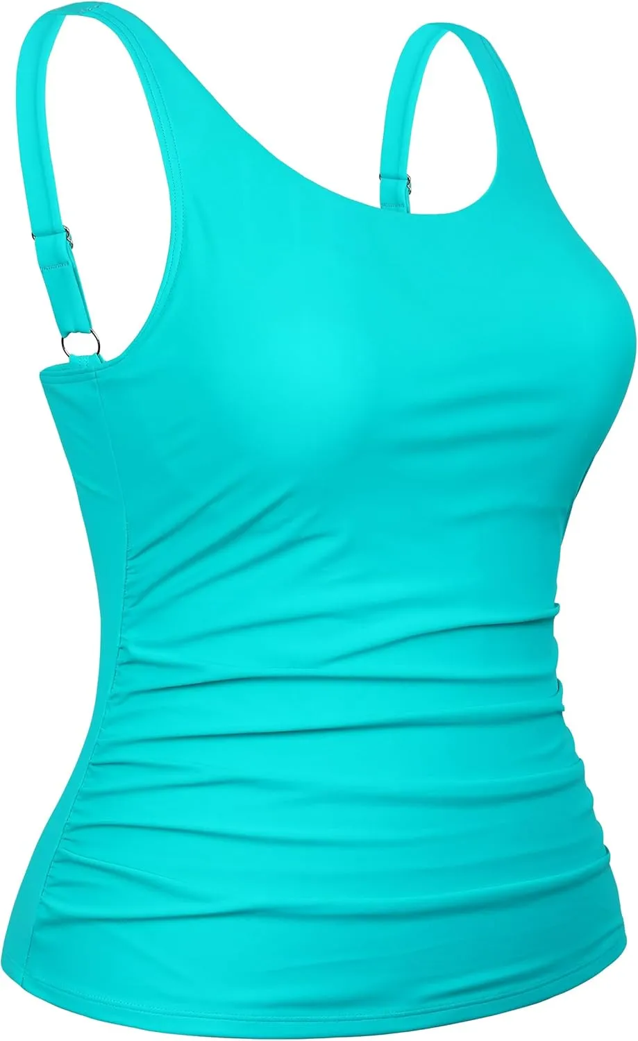 Hilor Women's Underwire Tankini Top Swimsuit Tummy Control Bathing Suit Tops Retro Tank Top Swimwear Modest Swim Top Only