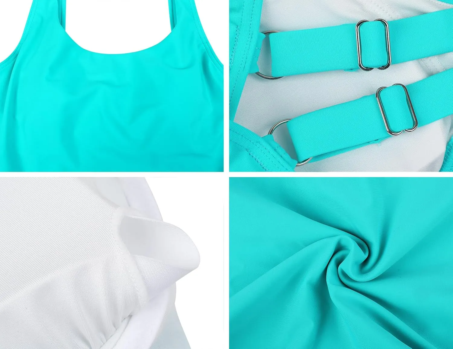 Hilor Women's Underwire Tankini Top Swimsuit Tummy Control Bathing Suit Tops Retro Tank Top Swimwear Modest Swim Top Only