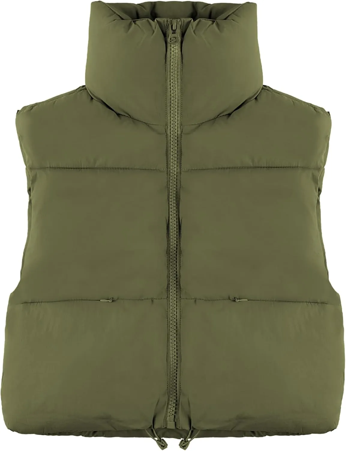 Hixiaohe Women's Winter Crop Vest Puffer Lightweight Stand Collar Padded Vest Zip Up Sleeveless Jacket