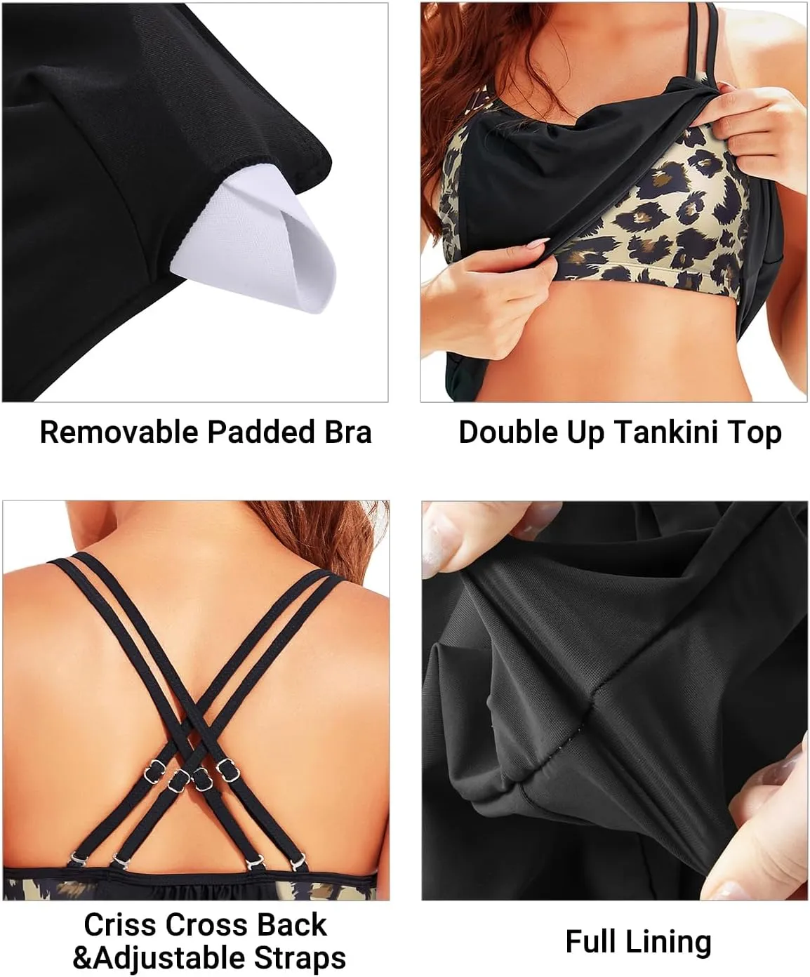 Holipick Tankini Top for Women Blouson Tummy Control Swim Top Loose Fit Bathing Suit Top Only No Bottom