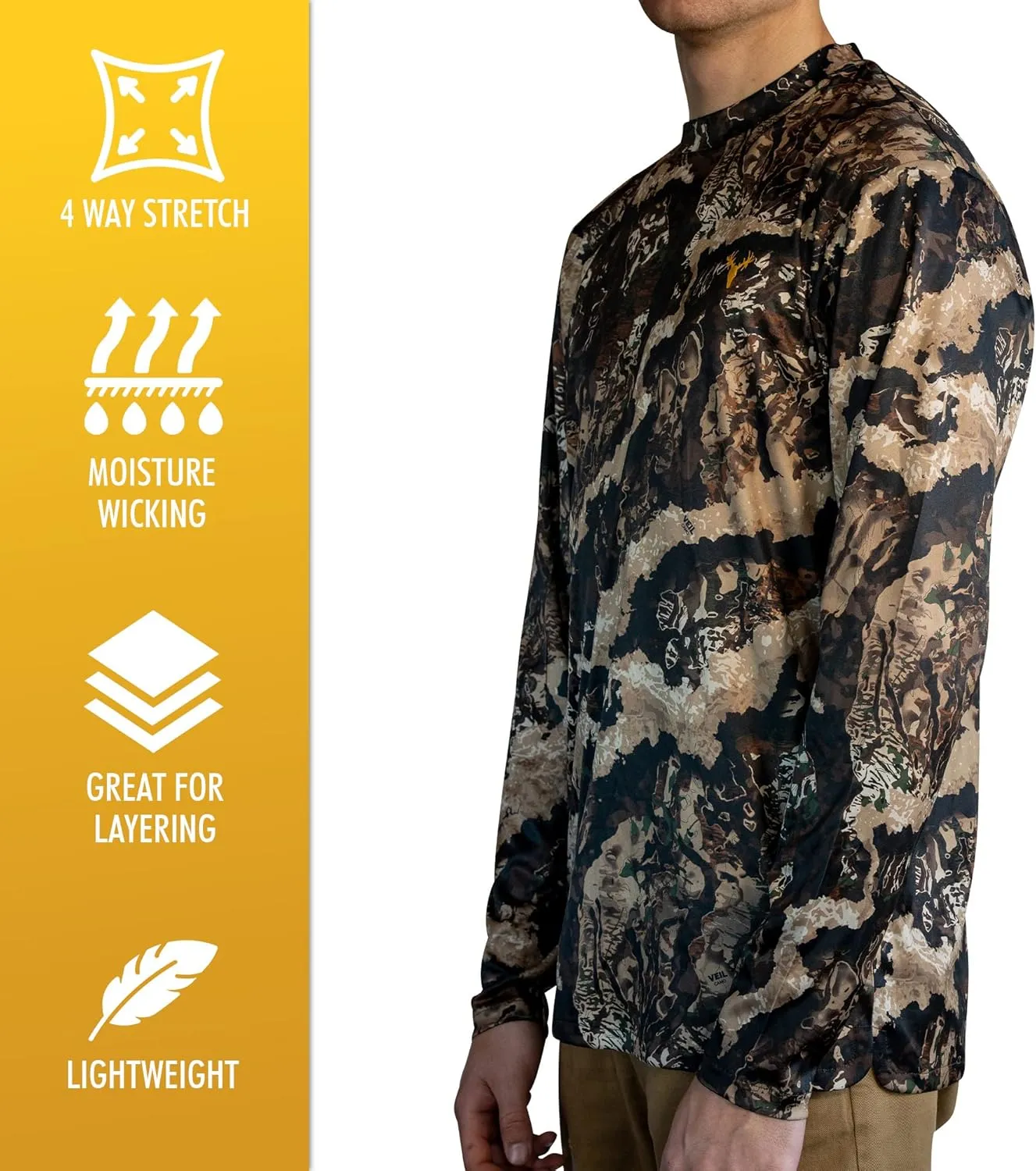 HOT SHOT Mens Camo Hunting Long Sleeve Shirt  Quick Dry Performance Shirt