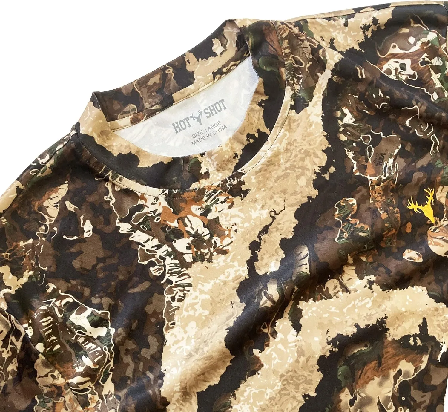 HOT SHOT Mens Camo Hunting Long Sleeve Shirt  Quick Dry Performance Shirt