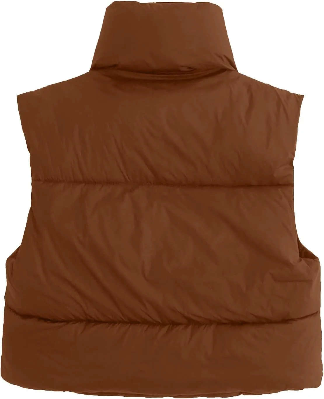 Hvyesh Women's Cropped Puffer Vest Winter Jackets Full Zip Stand Collar Sleeveless Cotton Padded Bubble Lightweight Outwear