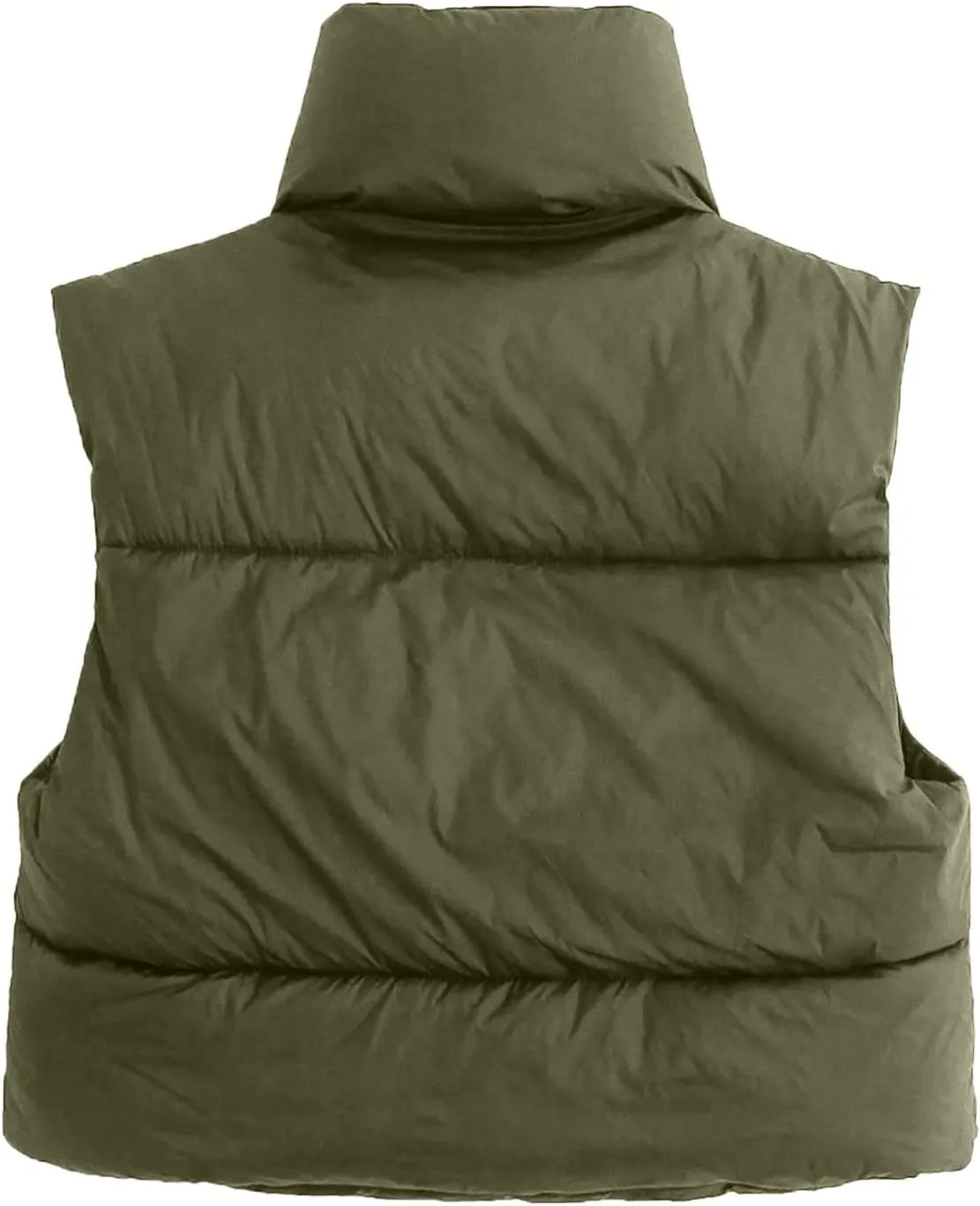 Hvyesh Women's Cropped Puffer Vest Winter Jackets Full Zip Stand Collar Sleeveless Cotton Padded Bubble Lightweight Outwear