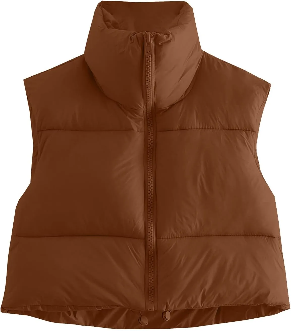 Hvyesh Women's Cropped Puffer Vest Winter Jackets Full Zip Stand Collar Sleeveless Cotton Padded Bubble Lightweight Outwear