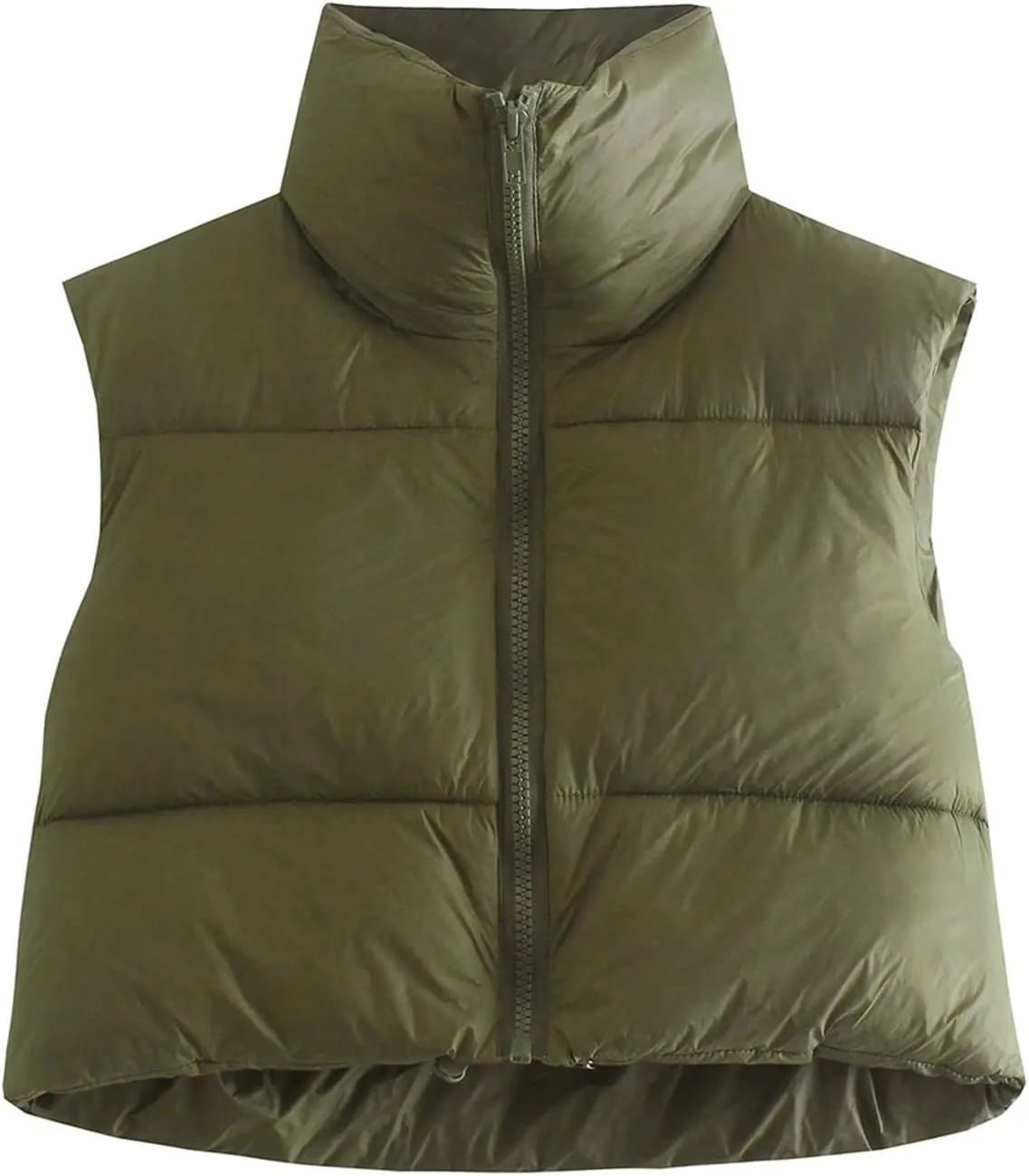 Hvyesh Women's Cropped Puffer Vest Winter Jackets Full Zip Stand Collar Sleeveless Cotton Padded Bubble Lightweight Outwear